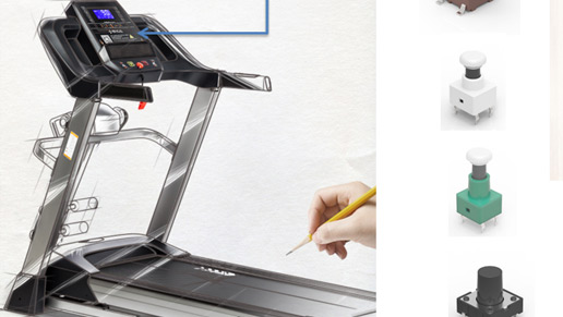 應用于：運動(dòng)器材面板，主要普通6*6，12*12輕觸開(kāi)關(guān)系列